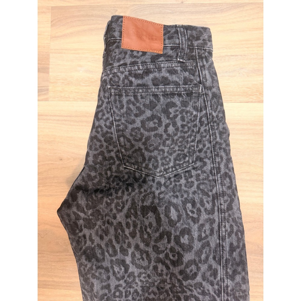 Etica Sade Jean Women 26 Grey Leopard Print Wide Leg High Rise Denim EW129-875 - Picture 4 of 4